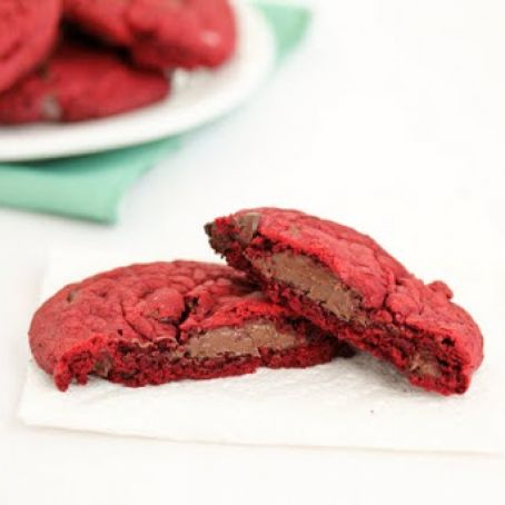 Nutella Filled Red Velvet Cookies