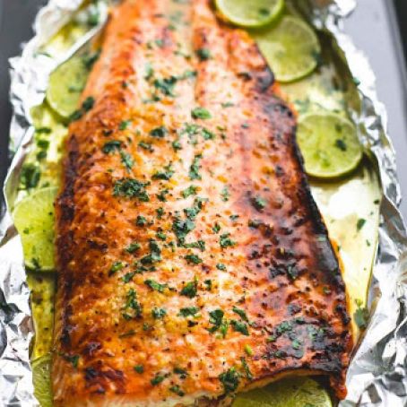Baked Honey Cilantro Lime Salmon in Foil