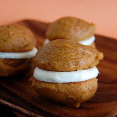 Pumpkin Whoopie Pies with Maple Cream Cheese filling