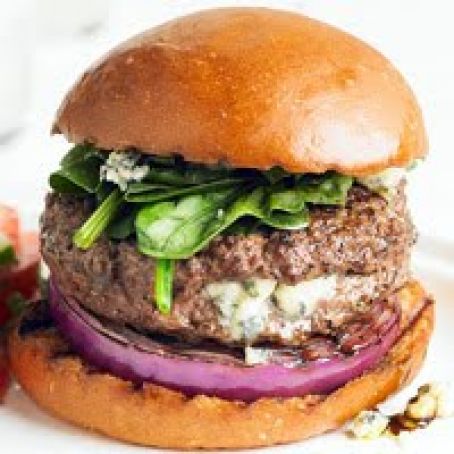 Burgers - Blue Cheese Stuffed with Red Onion & Spinach