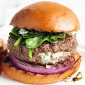 Burgers - Blue Cheese Stuffed with Red Onion & Spinach
