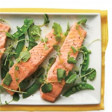Poached Salmon and snap peas
