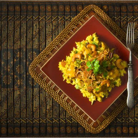 Rice Cooker Chicken Biriyani With Saffron Cream