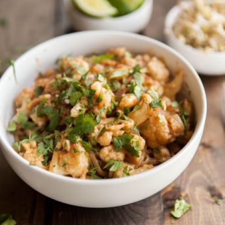 Spicy Peanut Sauce with Brown Rice Noodles and Veggies