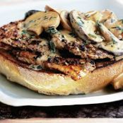 Peppered pork steaks with stroganoff sauce