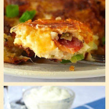 Potato Cakes, Onion Cheddar and Bacon