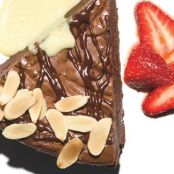 Chocolate Truffle Pie with Orange-Champagne Sabayon and Strawberries