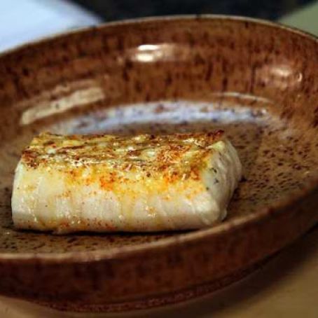 Grilled Brined Halibut with tomato salad