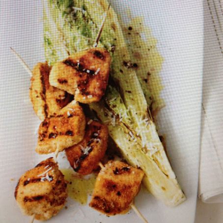 Chicken Skewers with Grilled Romaine