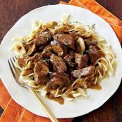 Steak Tips and Peppered Mushroom Gravy