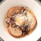 radicchio, egg and Grana Padano soup