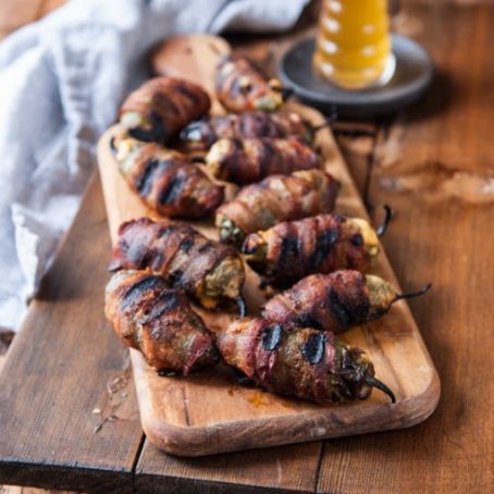 Grilled, Cheese Stuffed Bacon Wrapped Jalapenos