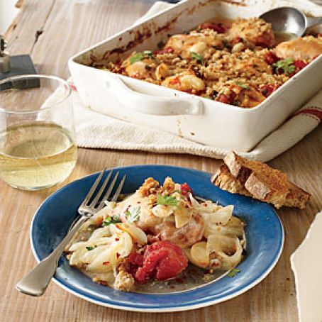 Cooking Light Slow-Baked Chicken Thighs with Tomato, Fennel, and Lemon