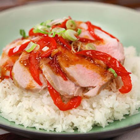 Pork with Spicy-Sweet Pepper Sauce for Two