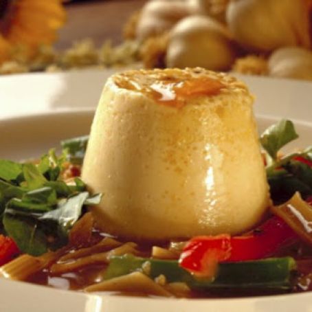Roasted Garlic Flan (Roasted-Garlic Custards with Mushrooms and Green Onions)