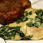 Butternut Squash Ravioli with Spinach Cream Sauce