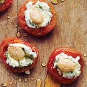 Apricots with Basil Goat Cheese and Almonds