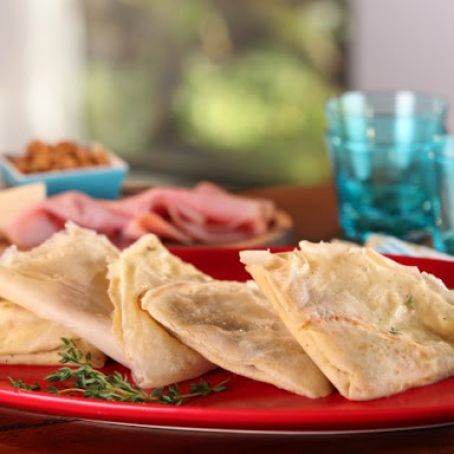 Buckwheat Crepes with Ham, Gruyere and Caramelized Onions