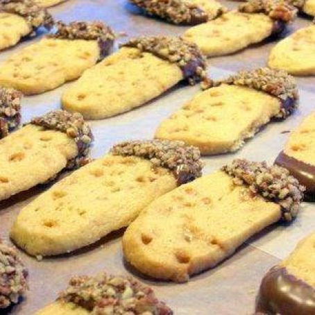 Chocolate Dipped Toffee Cookie Logs