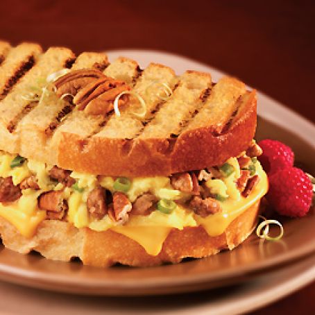 Breakfast Panini with Pecans, Cheddar and Sausage