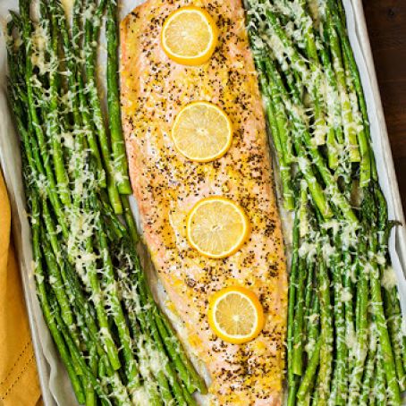 Roasted Lemon Pepper Salmon and Garlic Parmesan Asparagus - Cooking Classy