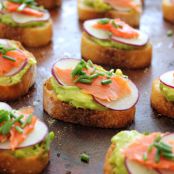 Avocado and Salmon Crostini with Vanilla Salt