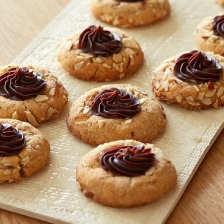 Chocolate-Almond Butter Thumbprint Cookies
