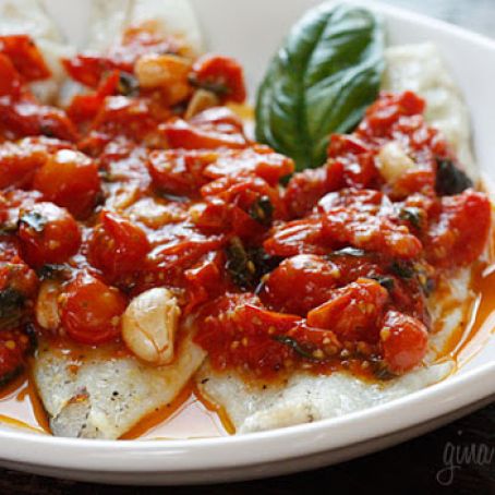 Broiled Fish with Summer Grape Tomato Sauce