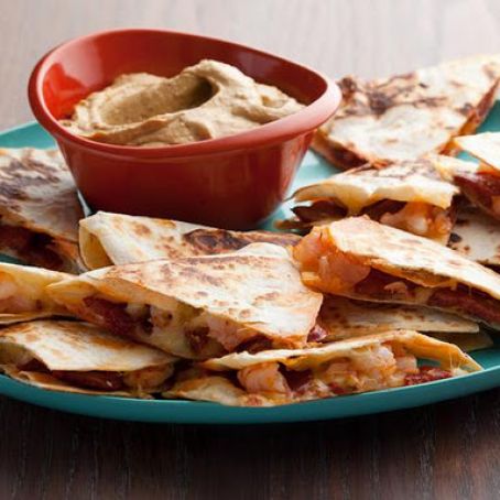 Chorizo and Shrimp Quesadillas with Smoky Guacamole