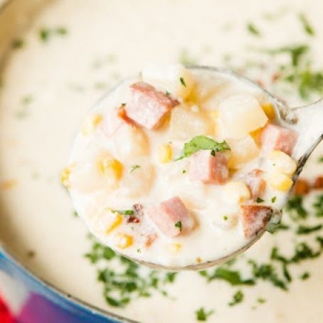 Ham and Potato Corn Chowder - Oh Sweet Basil