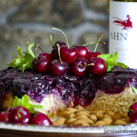Red Wine Cherry Almond Upside Down Cake