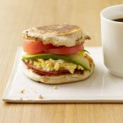 Egg, Canadian Bacon, Avocado and Tomato Sandwiches