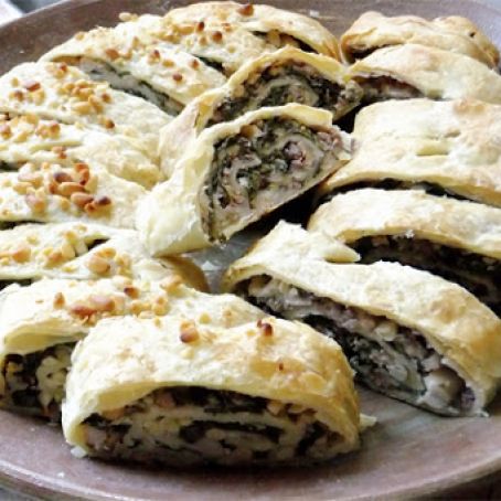 Spinach, White Bean, and Pine Nut Strudel