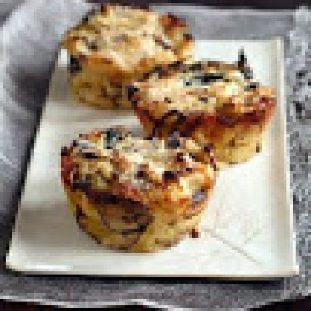 Spinach-Shiitake Bread Puddings