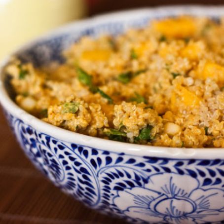 Quinoa Salad Recipe with Pan-Fried Brussels Sprouts and Peas