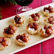 One-Bite Baked Brie with Grape-Pecan Compote