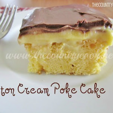 Boston Cream Poke Cake