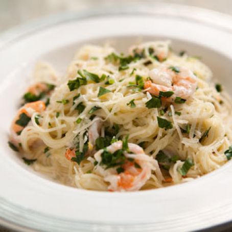 Angel Hair Pasta with Shrimp and Lemon Cream Sauce