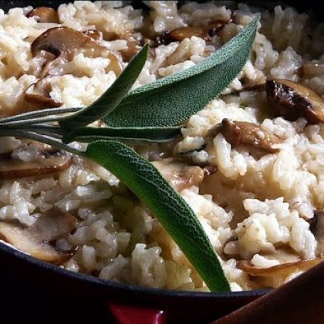 Baked Risotto with Mushrooms and Red Wine