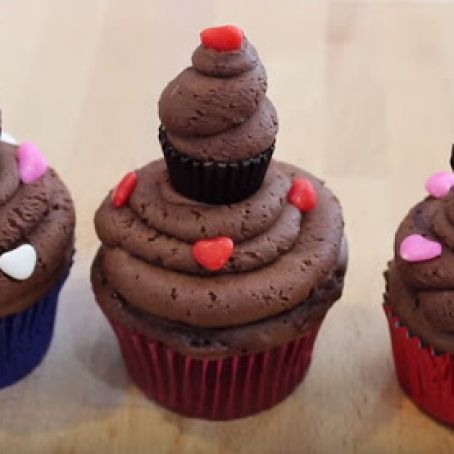Chocolate Fudge Cupcakes with Chocolate Fudge Peanut Butter Frosting