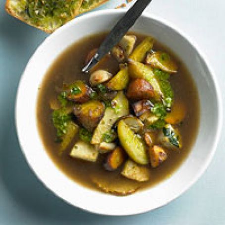 Root Vegetable Soup with Parsley Pesto