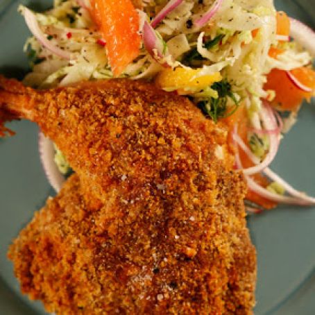 Baked Devil's Chicken With Citrus Slaw