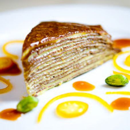 DESSERT - Chocolate Mille-Crêpes with Orange Pastry Cream, Orange Caramel & Candied Zest