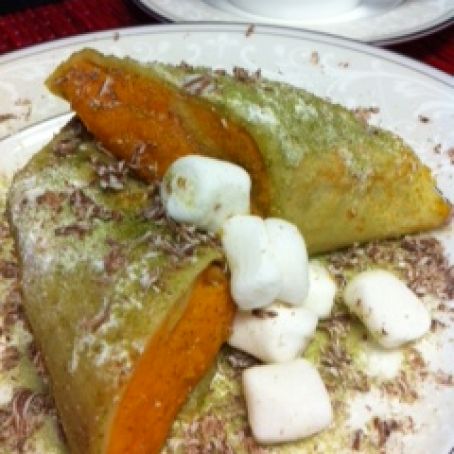 Green Tea Crepe with Sweet Potato Filling