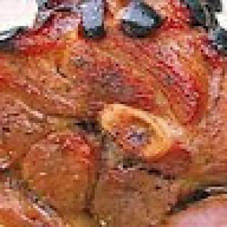 Spiced and Honey Glazed Ham with Savory Bread Pudding