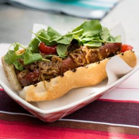 Kielbasa Dog with Stout Onions