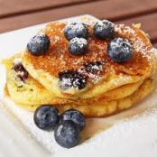 Cornmeal Pancakes with Blueberries