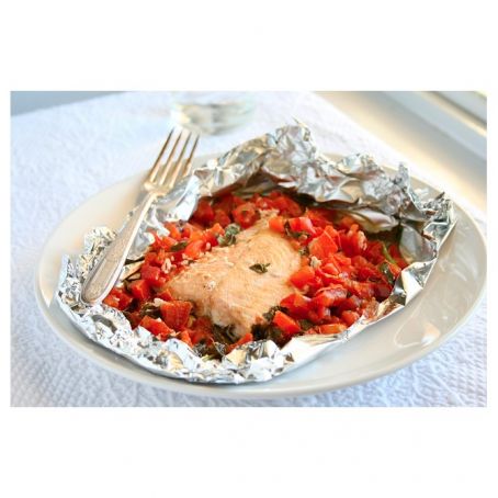 Salmon Packets with Fresh Tomato Basil Relish