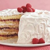 Spring-time White Cake w/Raspberry filling & Cream Cheese frosting