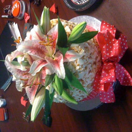 Chocolate Velvet Cake w/Almond and White Chocolate Buttercream Icing